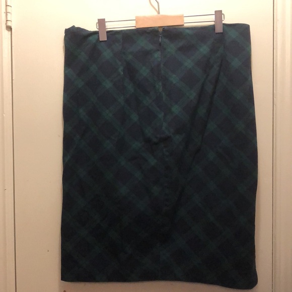 Argyle plaid green & blue pencil knee length skirt - Picture 4 of 7